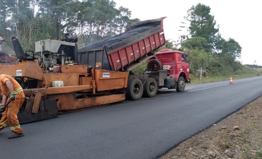recapeamento da rodovia PR-170, trecho Entr. BR-153(Jangada do Sul) - Bituruna. Executados 25 km do total de 46,27 km.  -  Curitiba, 02/04/2019  -  Foto: Divulgação DER/SEIL