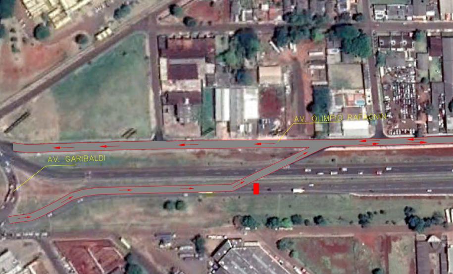 Layout1 (2) Departamento de Estradas de Rodagem do Paraná (DER-PR) vai alterar o desvio da BR-277, em Foz do Iguaçu, a partir de sábado (6). Para ter acesso e também sair da cidade, os motoristas deverão utilizar a via marginal (Avenida Olímpio Rafagnin), que terá trânsito em uma faixa em cada sentido. A previsão é que essa alteração dure quatro meses para prosseguimento da obra de construção de duas trincheiras no entroncamento da Avenida Costa e Silva com a rodovia.  -  Foto: Divulgação DER