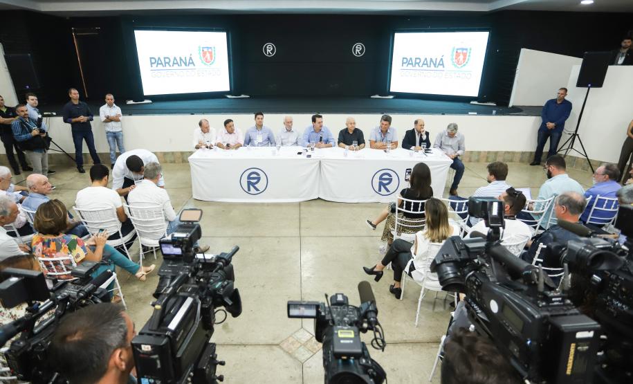 O governador Carlos Massa Ratinho Junior  participa de coletiva na Expolondrina nesta quarta-feira (10).  Londrina, 10/04/2019 -  Foto: Rodrigo Félix Leal/ANPr