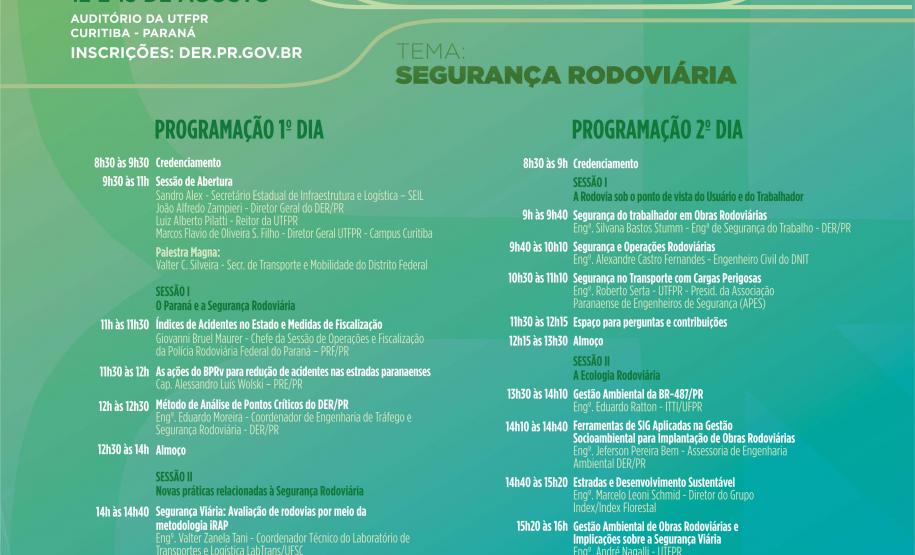 Estão abertas as inscrições para o I Workshop Rodoviário do Departamento de Estradas de Rodagem do Paraná até este domingo (11). Serão palestras, apresentações e um painel sobre o tema Segurança Rodoviária, que acontecerão de 12 a 13. Foto: Geraldo Bubniak/ANPr