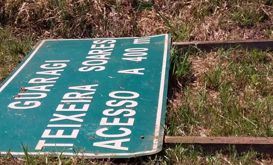 Governo alerta para os perigos causados pelo vandalismo de placas. Foto: Divulgação/DER