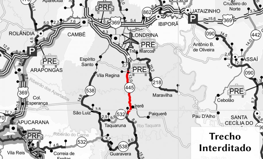 Detonação de rochas interdita a PR-445 na quarta-feira