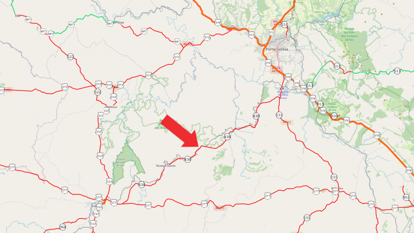 Mapa do local do bloqueio na PR-438