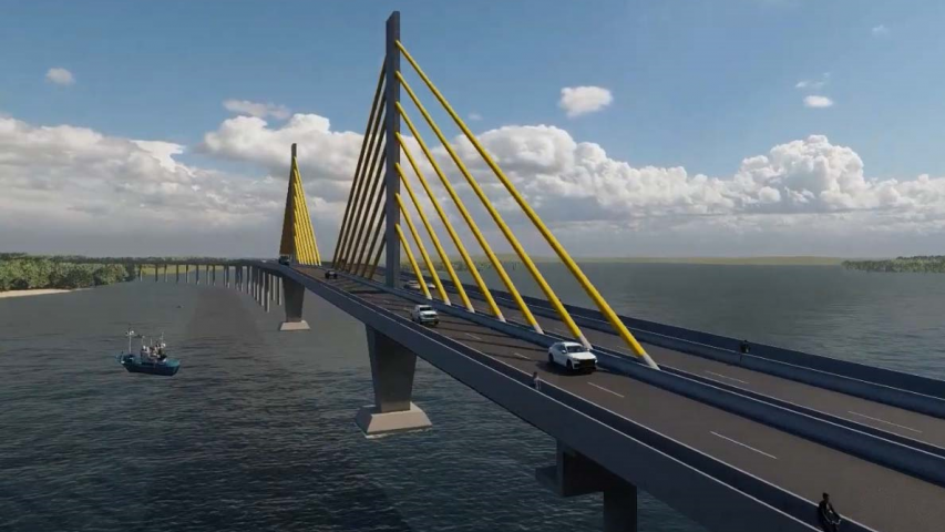 Captura de tela do vídeo da nova maquete digital da ponte