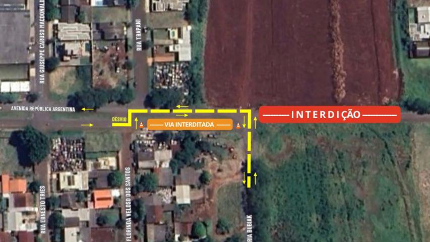 Croqui indicando o local da interdição