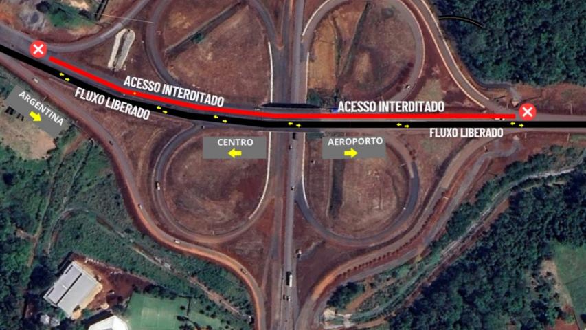 Croqui alteração tráfego viaduto BR-469 x Perimetral Leste