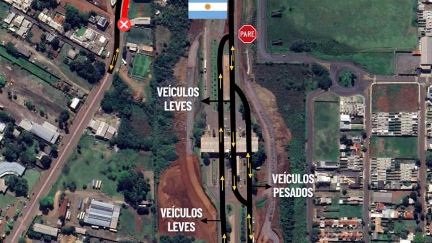Croqui de alterações de tráfego na Av. Morenitas e aduana