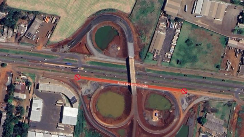 Croqui da interdição da via marginal da BR-277