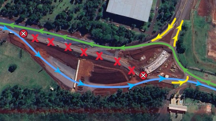 Croqui alteração de tráfego acesso ao aeroporto de Fpz
